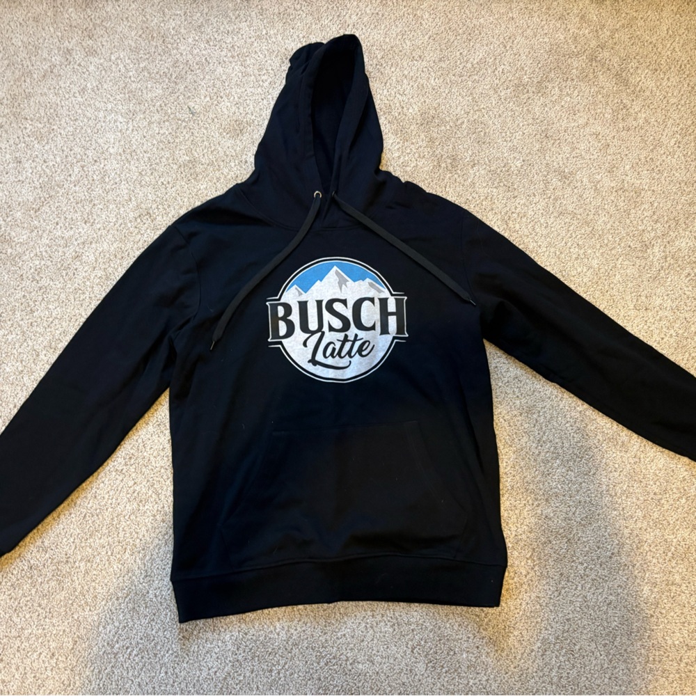 Busch Latte Mens Black Hoodie, XL
